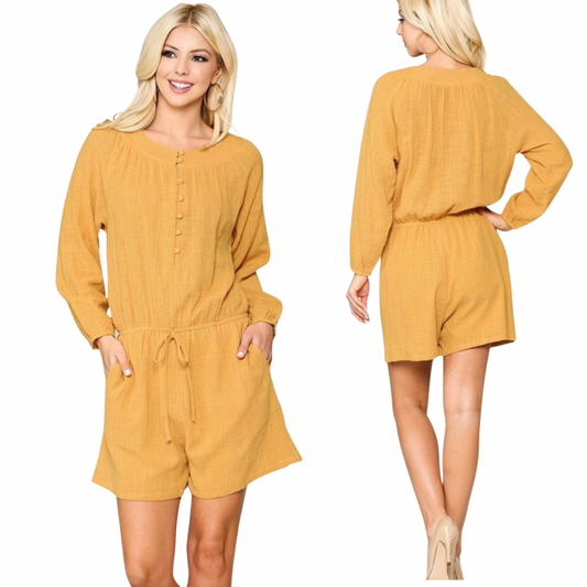 Yellow Romper with Pockets
